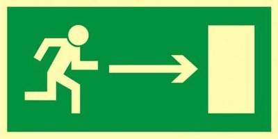 Znak ewakuacyjny - Kierunek do wyjścia ew. w prawo