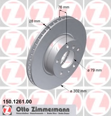 ZIMMERMANN BMW 7 E32 302MM ДИСКИ ТОРМОЗНЫЕ ПЕРЕД 150.1261.20