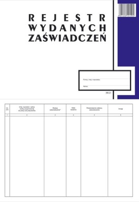 REJESTR WYDANYCH ZAŚWIADCZEŃ