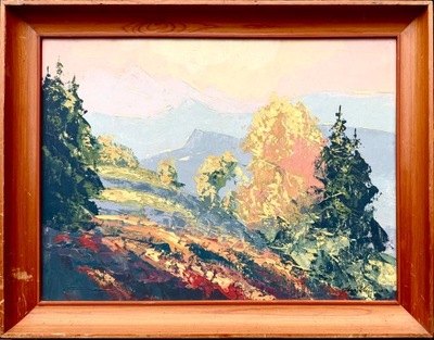 SYGNOWANY ORYGINALNY STARY OBRAZ - WIDOK NA GÓRY