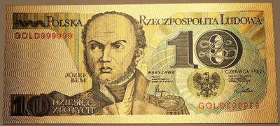 10 złotych,PRL , Józef Bem ,Banknot kolekcjonerski , Polska