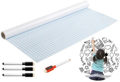 Tablica samoprzylepna suchościeralna biała 200x45 cm dla dzieci