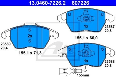 ATE 13.0460-7226.2 КОЛОДКИ ГАЛЬМІВНІ ПЕРЕД VW CC GOLF JETTA PASSAT TOURAN