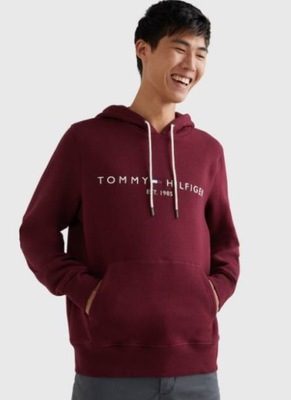 TOMMY HILFIGER BORDOWA BLUZA MĘSKA LOGO XXXL 1SPF