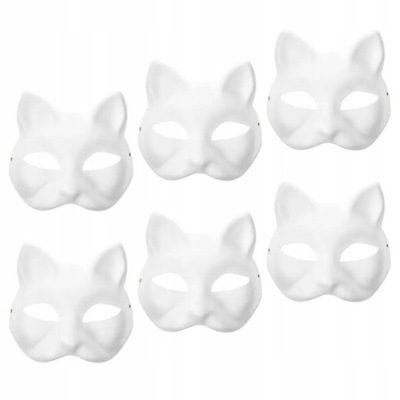 Cat Face Mask DIY Białe maski Self Made Fox 6 szt