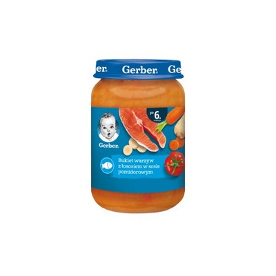 GERBER OBIADEK BUKIET WARZYW Z ŁOSOSIEM W SOSIE POMIDOROWYM 250 G