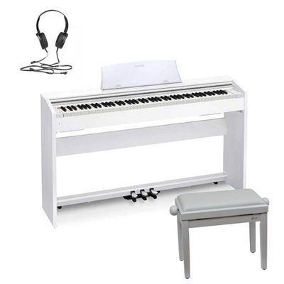 CASIO PX-770 WE białe pianino cyfrowe + ława drewniana, słuchawki
