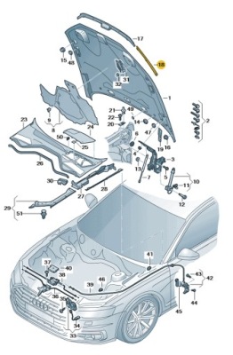 Обмежувач захисний капот перед лівий audi a8 d5 aso оригінал фото №1