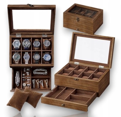 Pudełko organizer na zegarki cygara szkatułka poduszki biżuterie drewniane