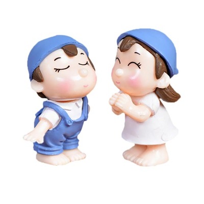 2x Miniaturowe figurki uśmiechniętych par dla wróżki