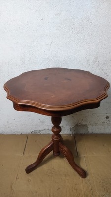 stylowy stolik kawowy z intarsją vintage 60 cm