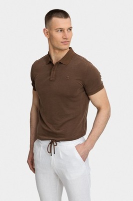 Brązowa koszulka polo męska dopasowany krój rozmiar XL