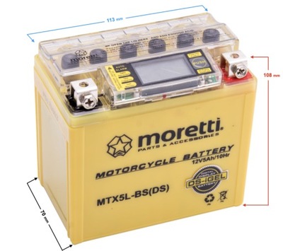 АККУМУЛЯТОР MORETTI AGM (I-GEL) MTX5L-BS ZE WSKAŹNIKIEM