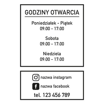 Naklejka godziny otwarcia | 40x60cm | W44