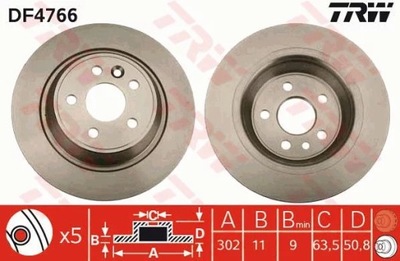 TRW DF4766 ДИСК ГАЛЬМІВНИЙ 302X11 P 5-OTW FORD GAL