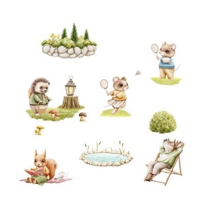 NAKLEJKI NA ŚCIANĘ LEŚNE ZWIERZĄTKA ZESTAW