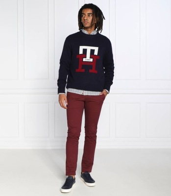 Sweter wełniany oversize z logo Tommy Hilfiger S