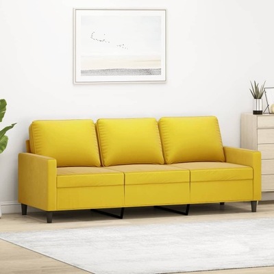 VidaXL Sofa 3-osobowa, żółty, 180 cm, tapicerowana aksamitem