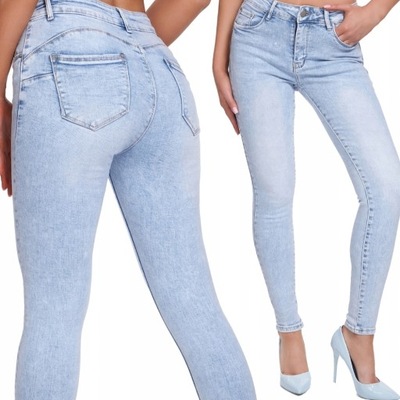 Spodnie jeans PUSH UP wysoki stan JASNE M.Sara 32