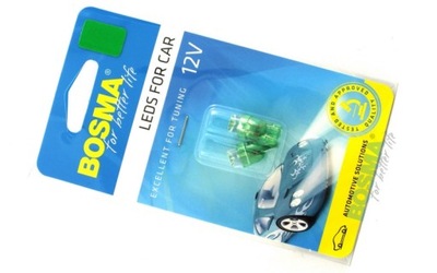 Żarówka BOSMA 12V 1*LED STANDARD T10 GREEN WIDE VIEWING BLISTER