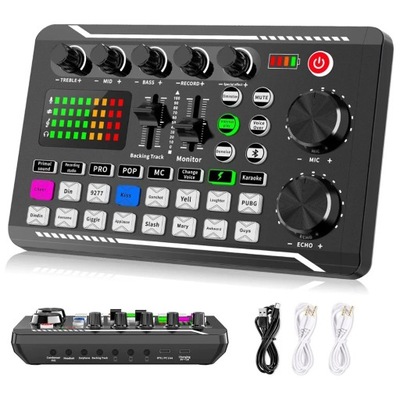 F998 Live Sound Card Audio Mixer Podcast, Voice Ch