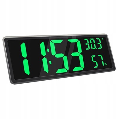 Duży cyfrowy zegar ścienny LED z temperaturą
