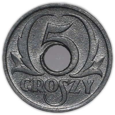 5 gr groszy 1939 Cynk GG Stan -I Menniczy