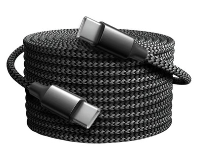 Czarny Kabel USB-C / USB-C 10m (10 metrów) USB C - USB C 6A 60W
