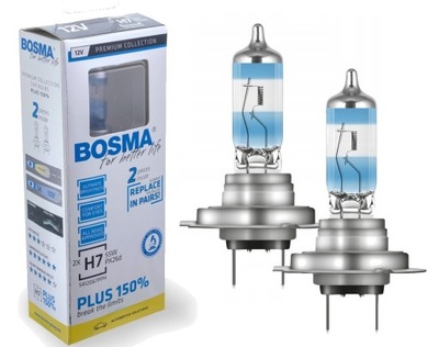 Żarówki BOSMA H7 55W plus 150% światła 2 sztuki