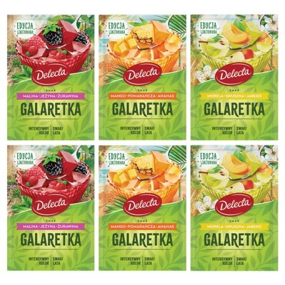 Galaretka owocowa Delecta mix 3 smaków 6x50g malina mango morela i inne