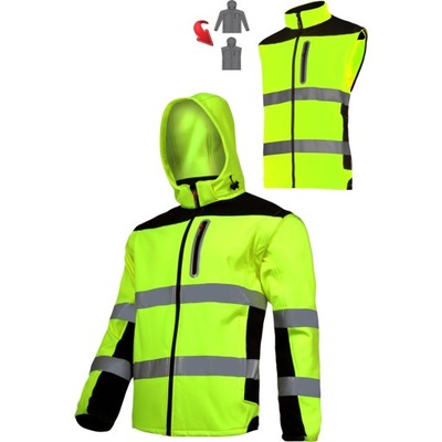 LAHTI PRO JACKET SOFTSHELL WARNING YELLOW ODPINANE REKAWY L4091902  