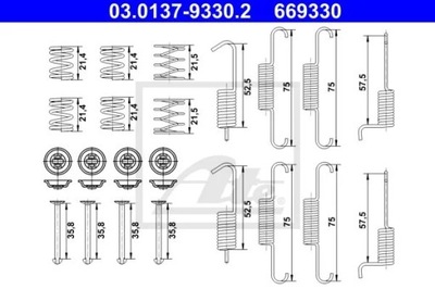ATE 03.0137-9330.2 КОМПЛЕКТ АКСЕСУАРОВ, КОЛОДКИ ТОРМОЗНЫЕ ТОРМОЗА СТОЯНОЧНОГО
