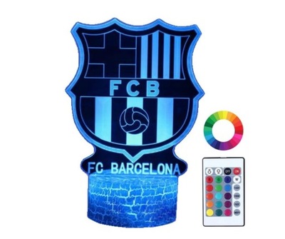 LAMPKA NOCNA BIURKOWA DLA DZIECI FC BARCELONA HERB LOGO 16 LED 3D PILOT