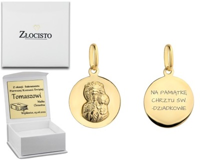 ZŁOTY MEDALIK MATKA BOSKA CZĘSTOCHOWSKA 585 GRAWER