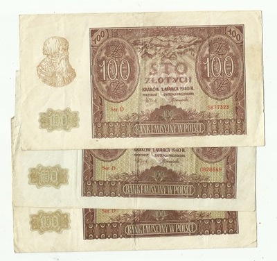 100 złotych 1940 seria D