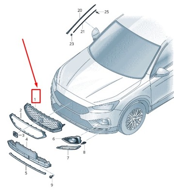 Seat tarraco kn радиатор решётка 5fj853654c64k фото №1