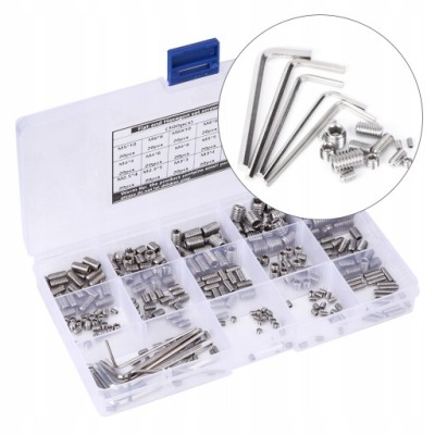 ZESTAW ŚRUB DOCISKOWYCH ROBACZKÓW M2-M8 300 szt. ŚRUBA DOCISKOWA DO KLAMKI