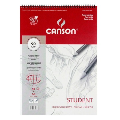 Blok Szkic. STUDENT spirala A3 Canson 90g 50k