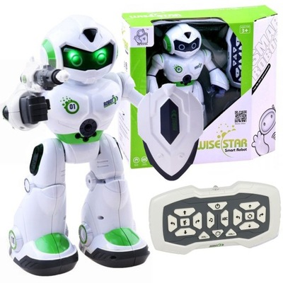 Inteligentny ROBOT WISE Zdalnie Sterowany Gestami Pilot Chodzi Mówi Strzela