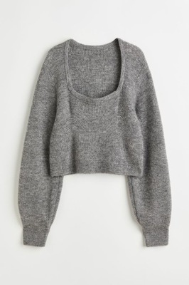 H&M 44/XXL sweter o splocie w prążki