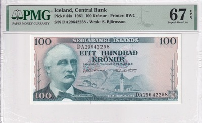 100 Koron Islandia 1961 PMG 67 EPQ