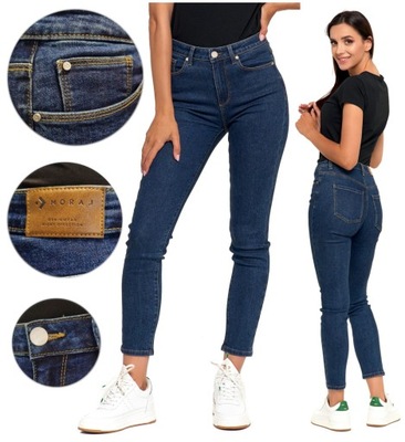 Spodnie Jeansowe Damskie Jeansy Skinny Wysoki Stan Wygodne MORAJ r. 40