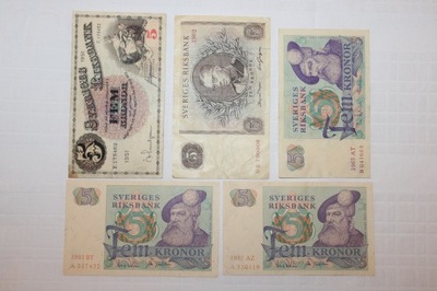 5 koron Szwecja 1951, 1962, 1965, 1981