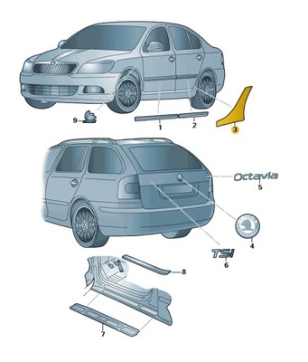 PELÍCULA DE PROTECCIÓN ALAS DERECHA PARTE TRASERA SKODA OCTAVIA II  