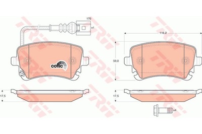 ZAPATAS HAMULC. VW T5 03- PARTE TRASERA Z CZUJ.  