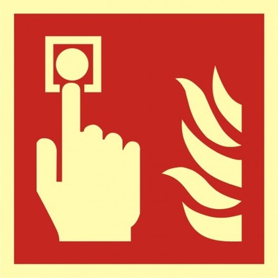 Znak alarm pożarowy ROP ręczny 15x15 cm tabliczka PPOŻ naklejka CNBOP