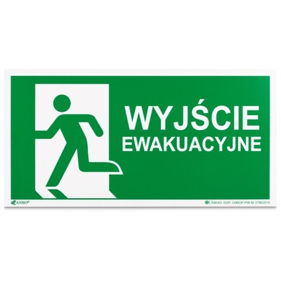 ŚWIECĄCA TABLICZKA WYJŚCIE EWAKUACYJNE W LEWO |Tablica 20x40cm ZNAK BHP PCV