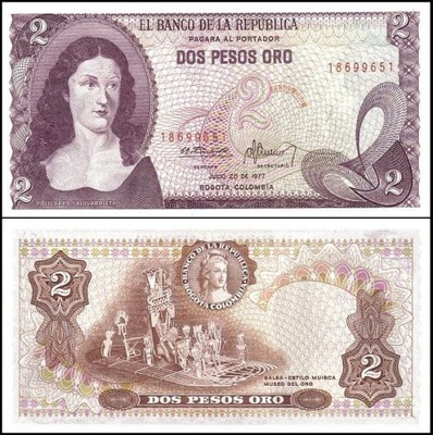 KOLUMBIA, 2 PESOS ORO 20.07.1977 Pick 413b