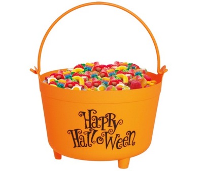 KOCIOŁEK WIADERKO NA SŁODYCZE POMARAŃCZOWE HALLOWEEN 39X18X30 CM
