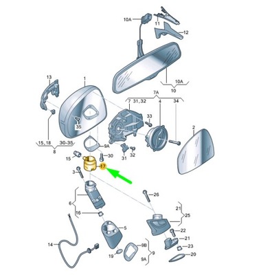 Audi tt 8j передняя часть правый door mirror адаптер rhd 8j2857364 original фото №1